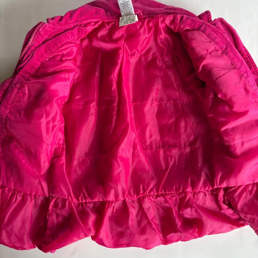 Gymboree‎ Girls Hot Pink Corduroy Flower Toggle Jacket Ruffle Hem Size S 5-6